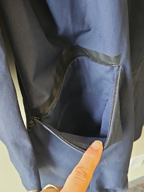 Nike Women’s Navy Draped Trench Coat Sz Large With Large Pockets - Picture 3 of 6